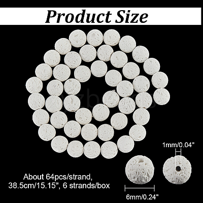 6 Strands Natural Lava Rock Beads Strands G-NB0004-04-1