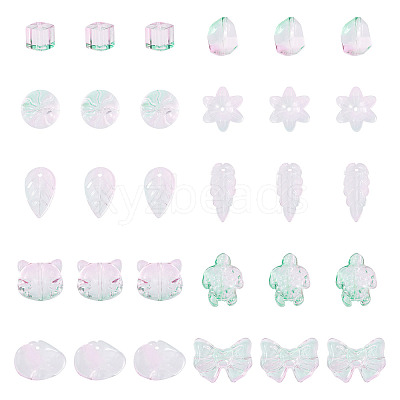 64Pcs Gradient Color Transparent Glass Beads GLAA-TA0003-48E-1