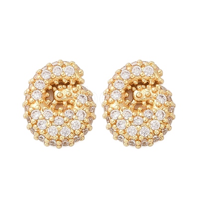 Brass Micro Pave Cubic Zirconia Stud Earrings EJEW-Z091-04G-G-1