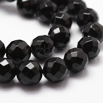 Natural Dyed & Heated Black Onyx Beads Strands G-D840-23-10mm-1