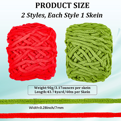 2 Skeins 2 Colors Super Bulky Chenille Polyester Yarn OCOR-CY0002-63B-1