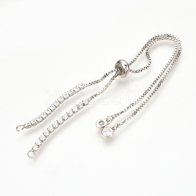 Adjustable Brass Micro Pave Cubic Zirconia Chain Bracelet Making ZIRC-T004-39P-1