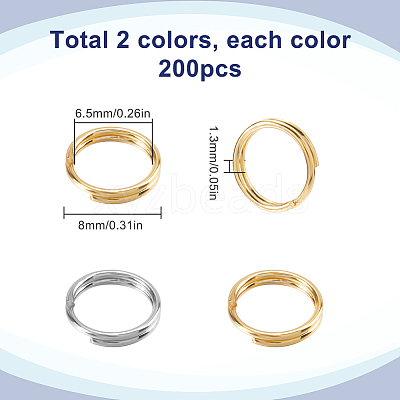 2 Colors 304 Stainless Steel Split Rings STAS-SC0009-25C-1