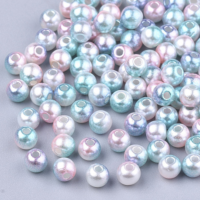 Rainbow ABS Plastic Imitation Pearl Beads OACR-Q174-4mm-05-1