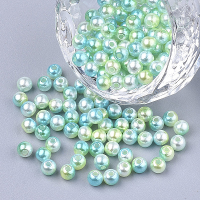 Rainbow ABS Plastic Imitation Pearl Beads X1-OACR-Q174-8mm-03-1
