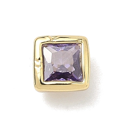 Square Brass Micro Pave Cubic Zirconia Cabochons KK-P345-13G-E03-1