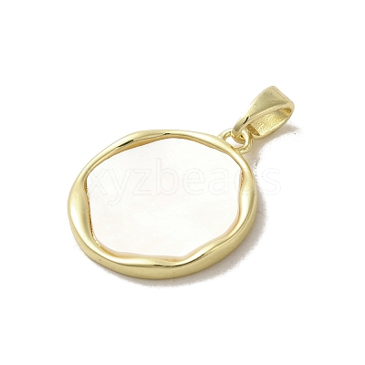 Brass Pave Shell Pendants KK-I708-13B-G-1
