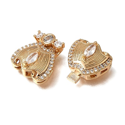 Brass Micro Pave Clear Cubic Zirconia Box Clasps KK-CBA4292-05G-1