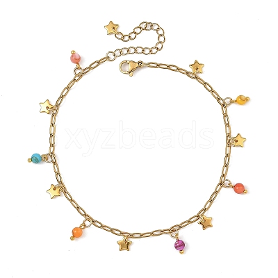 Dyed Natural Freshwater Shell Anklets AJEW-AN00850-1