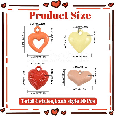 40Pcs 4 Styles Baking Paint Acrylic Pendants OACR-YW0004-48-1