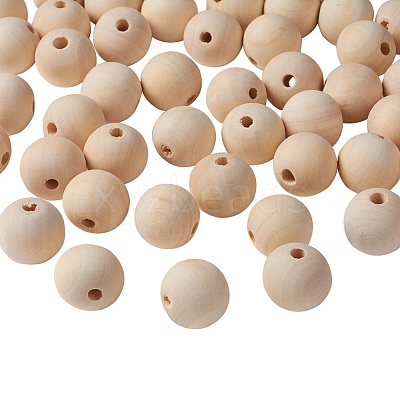 Unfinished Natural Wood Beads Spacer Craft Beads for DIY Macrame Rosary Jewelry X-WOOD-S651-25mm-LF-1