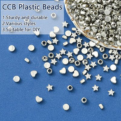600Pcs 6 Styles CCB Plastic Beads Sets CCB-YW0001-48-1