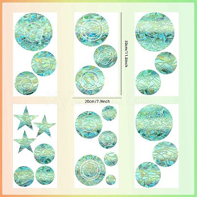 6PCS PVC Stickers Dazzling Color Window Stickers 3D Laser Circle Shapes Electrostatic Glass Window Stickers JX835A-1