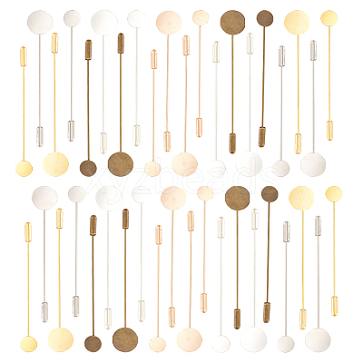 40 Sets 10 Style Brass Lapel Pin Base Settings KK-FG0001-12-1