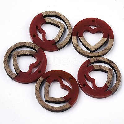 Resin & Walnut Wood Pendants RESI-N025-010A-B02-1