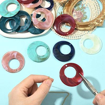 24Pcs 6 Colors Acrylic Pendants OACR-FS0002-66-1