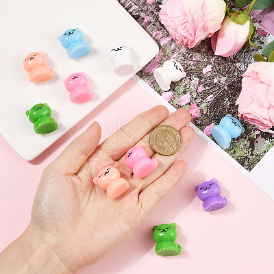 24Pcs 6 Colors Plastic Cat Shape Display Decorations DJEW-SP0001-14-1