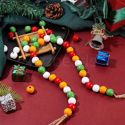 200Pcs 4 Colors Painted Natural Wood Beads WOOD-SZ0001-06-1