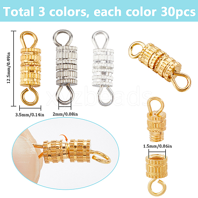 90Pcs 3 Colors Alloy Screw Clasps FIND-SC0012-06-1