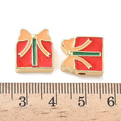 Christmas Brass Enamel Beads KK-I474-G07-1