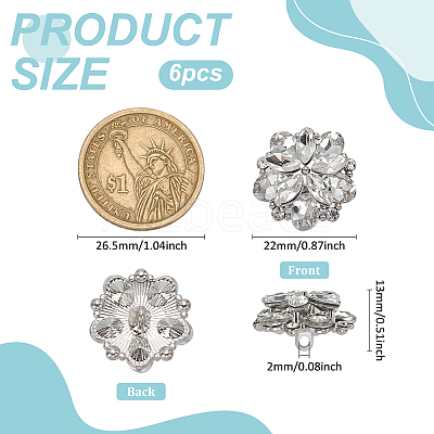 6Pcs Glass Rhinestone Shank Buttons BUTT-FG0001-52P-1