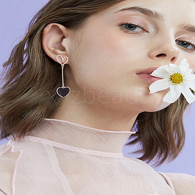 1 Pair Alloy Dangle Stud Earrings EJEW-LP0003-54RG-02-1
