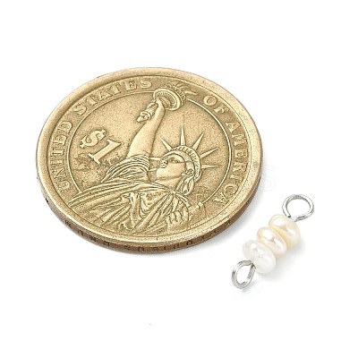 Natural Cultured Freshwater Pearl Connector Charms PALLOY-JF02264-01-1