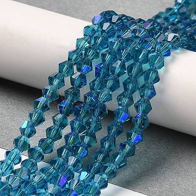 Transparent Electroplate Glass Beads Strands GLAA-F029-3mm-D01-1