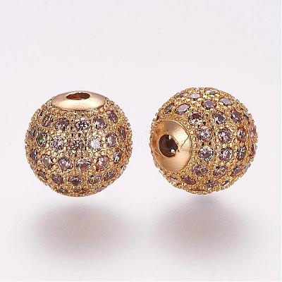 Brass Micro Pave Cubic Zirconia Beads ZIRC-G092-23G-08-1