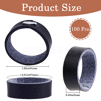 100Pcs Leather with Alloy Waist Belt Keeper Rings FIND-CP0002-45B-1