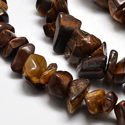 Chip Natural Tiger Eye Beads Strands X-G-N0134-09-1