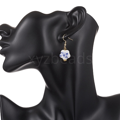 4 Pairs Handmade Printed Porcelain Dangle Earrings EJEW-JE06701-1