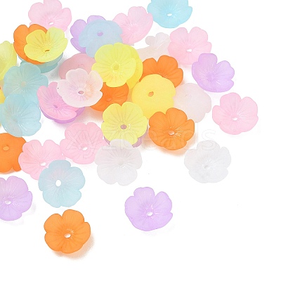5-Petal Transparent Acrylic Bead Caps FACR-T001-11A-1