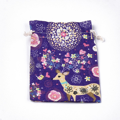 Polycotton(Polyester Cotton) Packing Pouches Drawstring Bags ABAG-T007-02G-1