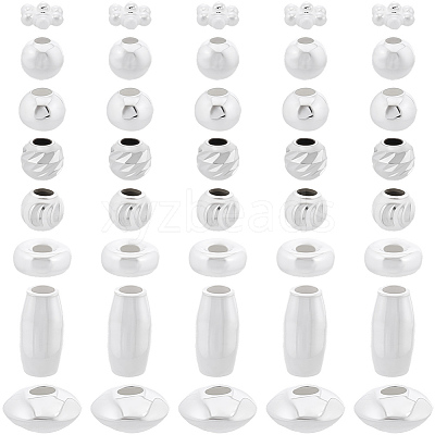 80Pcs 8 Styles 925 Sterling Silver Beads STER-BBC0008-87-1