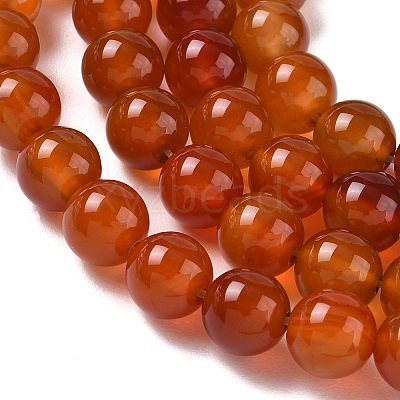 Round Natural Red Agate Bead Strands G-M257-10mm-26-1
