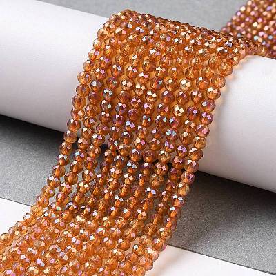 Electroplate Transparent Glass Beads Strands GLAA-H021-01B-FR02-1