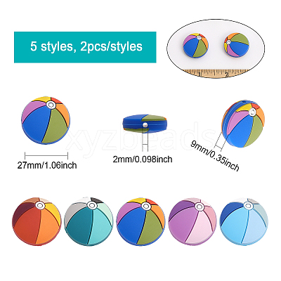 10Pcs 5 Colors Food Grade Eco-Friendly Silicone Beads SIL-CA0002-28-1