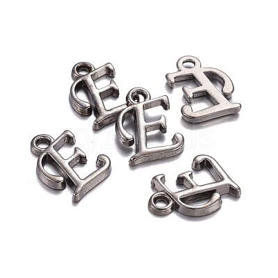Gunmetal Plated Alloy Letter Pendants PALLOY-J718-01B-E-1