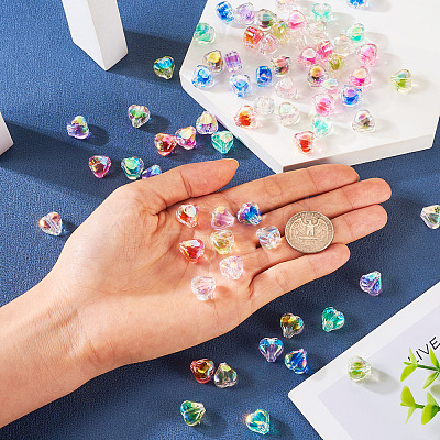 72Pcs 9 Colors UV Plating Rainbow Iridescent Acrylic Beads OACR-TA0001-48-1