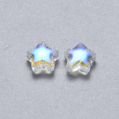 Transparent Spray Painted Glass Beads GLAA-R211-04-G03-1