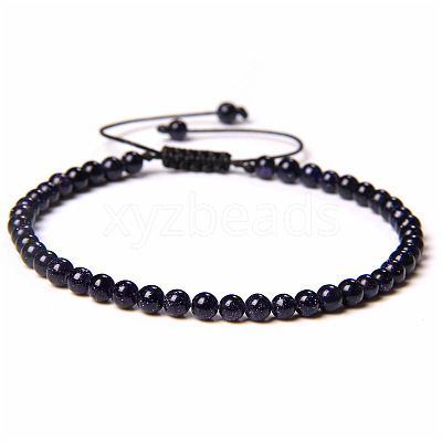 Adjustable Women's Blue Goldstone Beaded Bracelet LS-CN3407-31-1