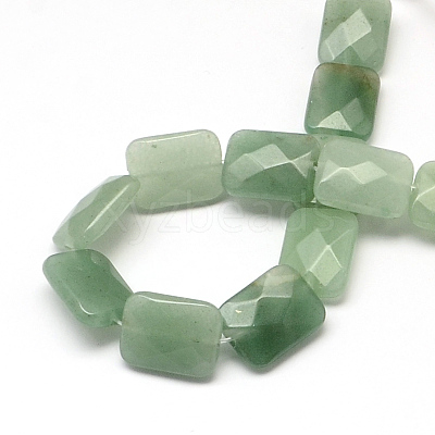 Faceted Rectangle Green Aventurine Beads Strands X-G-R304-12-1