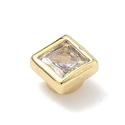 Square Brass Micro Pave Cubic Zirconia Cabochons KK-P345-13G-E02-1