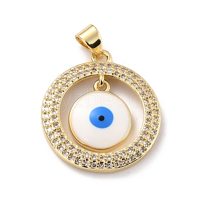 Eco-friendly Brass Micro Pave Cubic Zirconia Pendants KK-D066-21G-RS-1