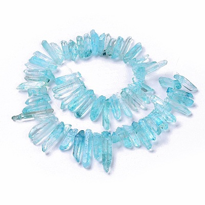 Electroplated Natural Crackle Quartz Crystal Dyed Beads Strands G-I345-05D-1