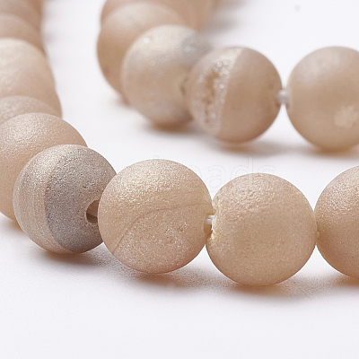 Electroplate Natural Druzy Geode Weathered Agate Beads Strands G-S284-8mm-M-1