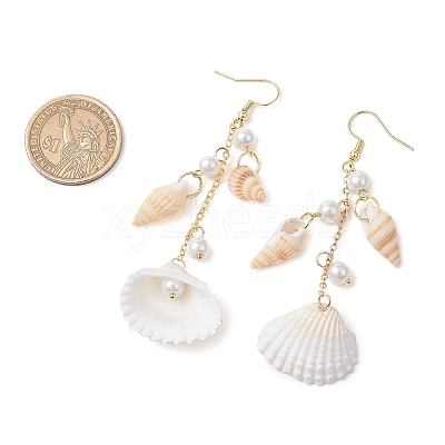 304 Stainless Steel Shell Shape Dangle Earrings EJEW-JE06382-02-1