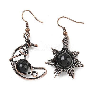 Natural Obsidian Dangle Earrings G-H359-07R-08-1