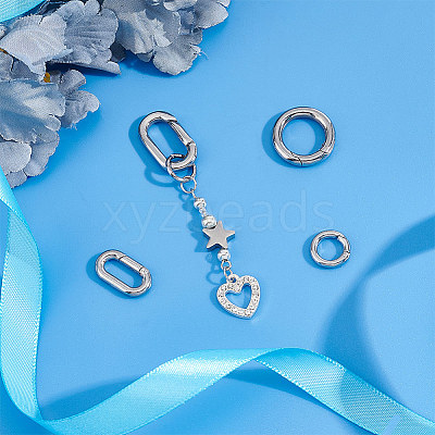 4Pcs 4 Styles 304 Stainless Steel Spring Gate Rings STAS-UN0051-09-1